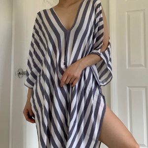 STRIPED PONCHO DRESS